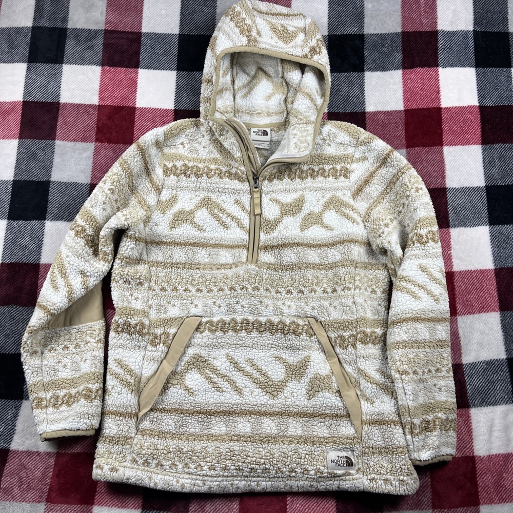 The North Face Hoodie Women M Campshire Mountain Fair Isle Print Fleece Pullover